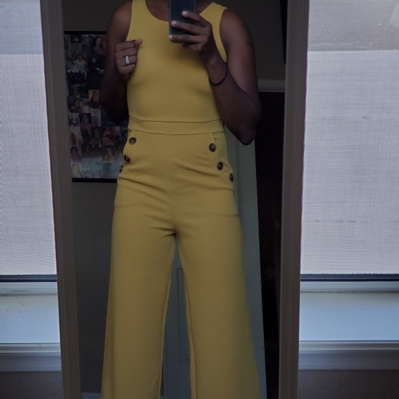 "Romeo and Juliet Couture" Mustard Jumpsuit - Picture 6 of 8